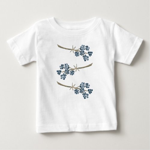 Elegant Blue Watercolor Flowers Baby T_Shirt