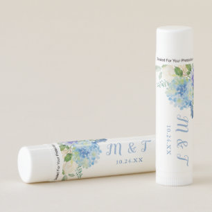 Elegant Blue Watercolor Flowers Wedding Favors Lip Balm