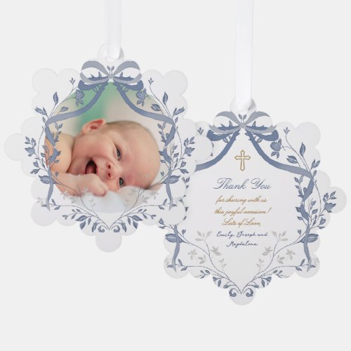 elegant blue watercolor frame Baptism thank you 