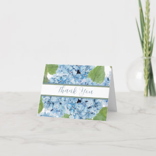 Elegant Blue Watercolor Hydrangea Floral Wedding Thank You Card