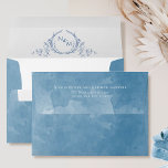 Elegant  Blue Watercolor, Monogram Wedding Envelope<br><div class="desc">Elegant blue watercolor wedding envelope with beautiful hand drawn botanical monogram inside with couples initials. Design with option to add or erase name(s) and address on top back flap. NOTES: 1)the default size A7 fits our 5" x 7" invitation cards, please make sure to select the right size for you...</div>