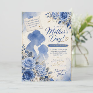 Elegant Blue Watercolor Mother’s Day Card 