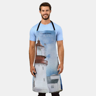 Elegant Blue Watercolor Nautical Monogram Apron