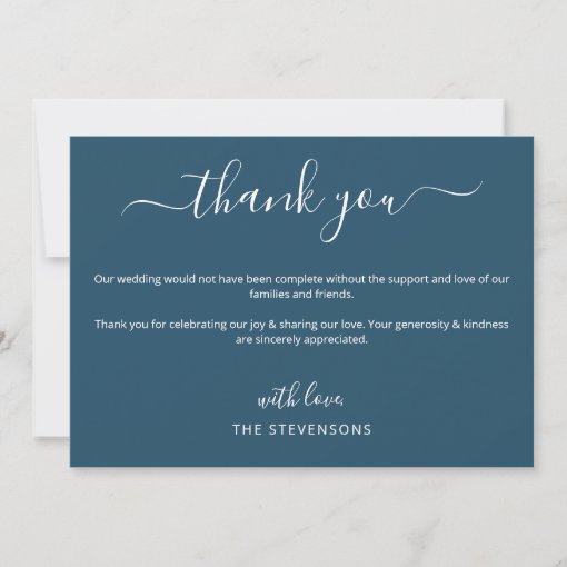 Elegant blue watercolor romantic wedding 3 photo thank you card | Zazzle