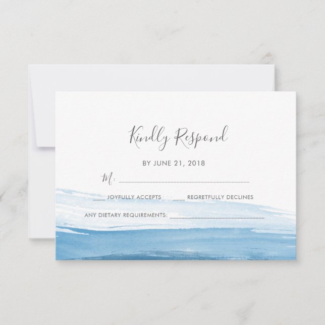 Elegant Blue Watercolor RSVP cards (Front)
