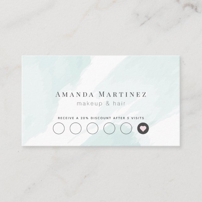 Elegant Blue Watercolor Salon Loyalty Card (Front)
