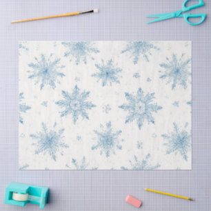 Elegant Blue Watercolor Snowflake Tissue Paper
