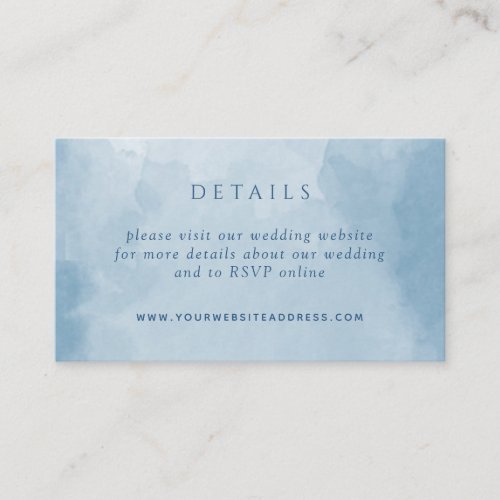 Elegant Blue Watercolor Wedding Details Website Enclosure Card
