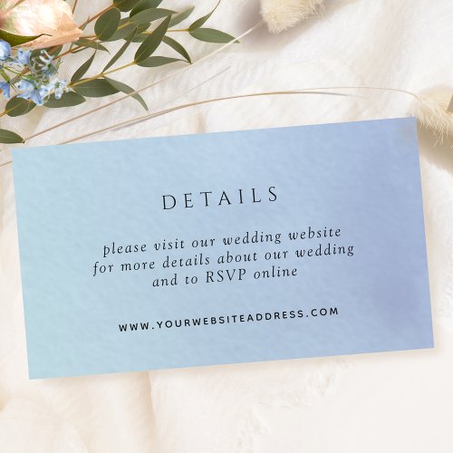 Elegant Blue Watercolor Wedding Website  Details Enclosure Card
