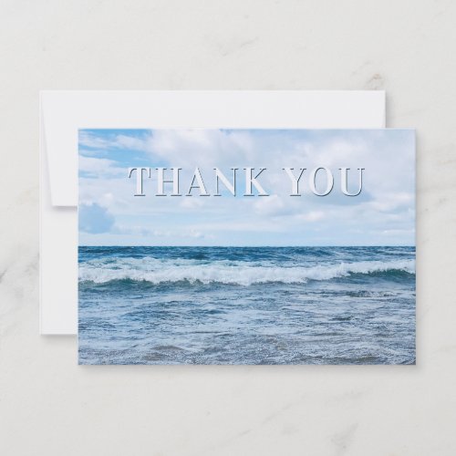 Elegant Blue Waves Photography Flat Thank You Card