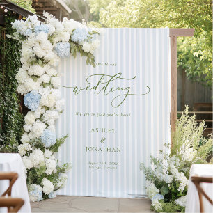 Elegant Blue Wedding Backdrop Tapestry