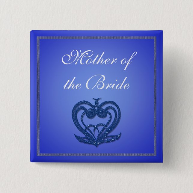 Elegant  blue wedding button. pinback button (Front)
