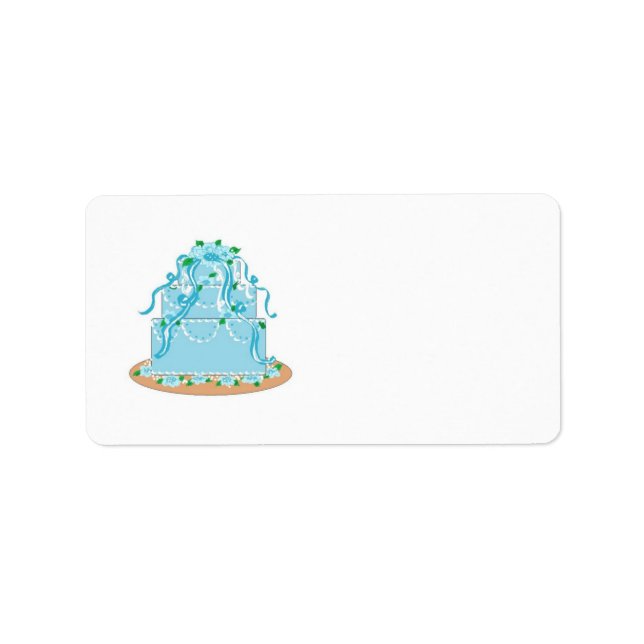 Elegant Blue Wedding Cake Label (Front)
