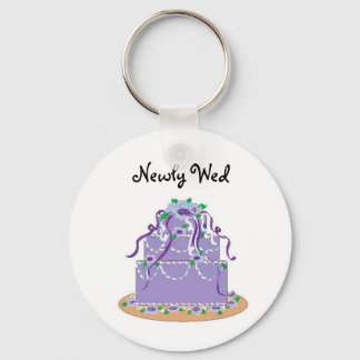 Elegant Blue Wedding Cake - Newly Wed Keychain