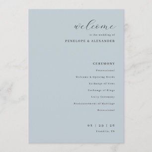 Elegant Blue Wedding Ceremony Program
