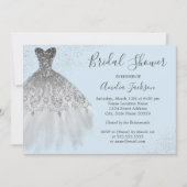 Elegant Blue Wedding Gown Bridal Shower Invitation (Front)