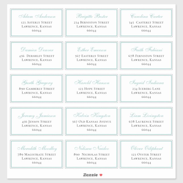 Elegant Blue Wedding Guest Individual Address Sticker (Sheet)