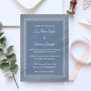 Elegant Blue Wedding Invitation   Dotted Frame