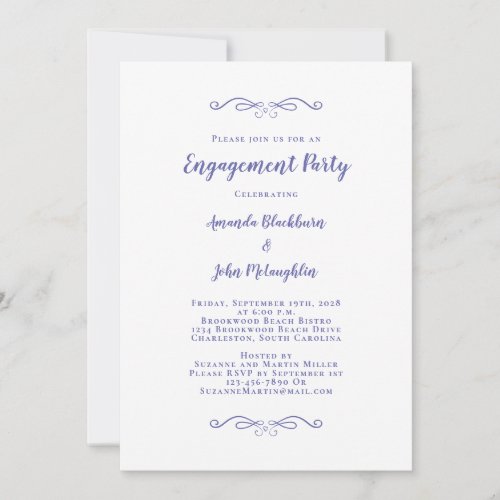 Elegant Blue Wedding Party Engagement Periwinkle  Invitation
