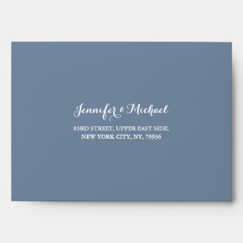 Elegant Blue Wedding Party Rsvp Return Address 5x7 Envelope by iCoolCreate at Zazzle