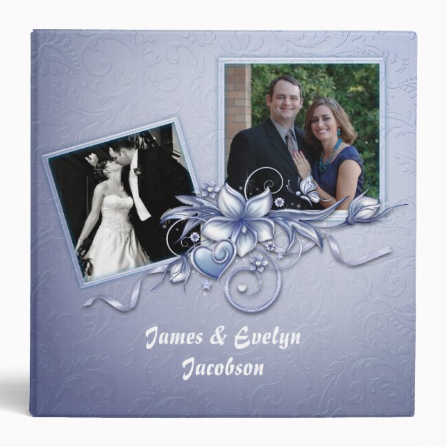 Elegant Blue Wedding Scrapbook Binder (Front)