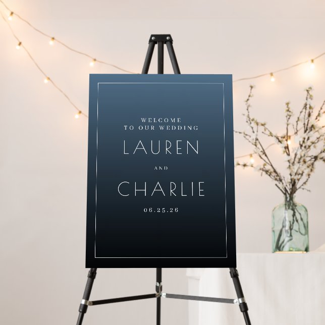 Elegant Blue Wedding Sign (In Situ (Stand))