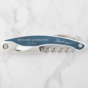 Elegant Blue Wedding Thank You Guest Favors Waiter's Corkscrew