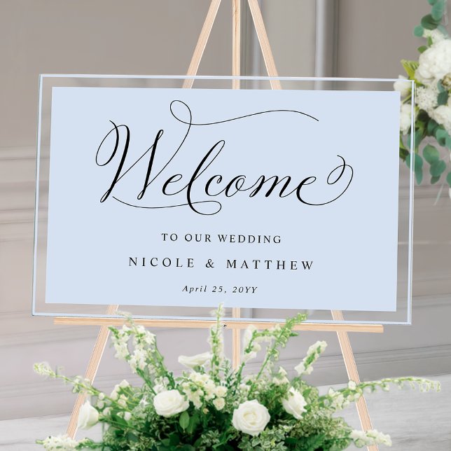 Elegant Blue Wedding Welcome Acrylic Sign (Creator Uploaded)