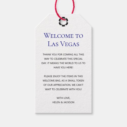 Elegant Blue Welcome to Las Vegas Wedding Welcome Gift Tags