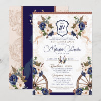 Elegant Blue Western Baroque Charro Quinceanera