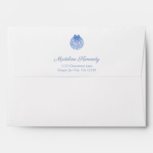 Elegant Blue White Bauble Christmas Return Address Envelope