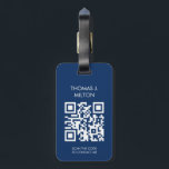 Elegant Blue White Bold Monogram QR Code Luggage Tag<br><div class="desc">Elegant fully customizable luggage tag design with blue background,  white bold monogram. Add your QR code with your contact details.
Instantly accessible contact info means your bag always knows its way back :)</div>
