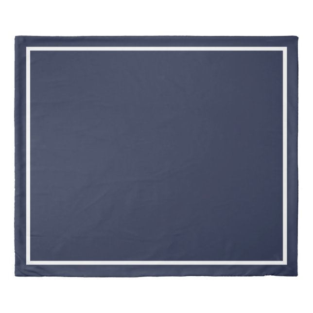 Elegant Blue White Border Duvet Cover (Front)