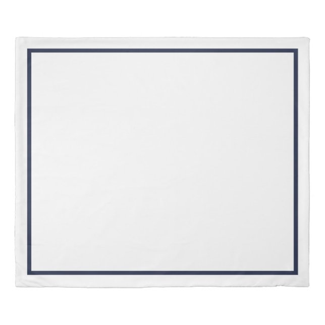 Elegant Blue White Border Duvet Cover (Front)