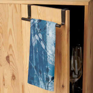 Elegant Blue & White Botancial Wildflower  Kitchen Towel