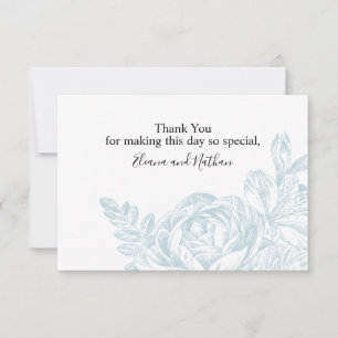 Elegant Blue White Botanical Floral Wedding Thank You Card