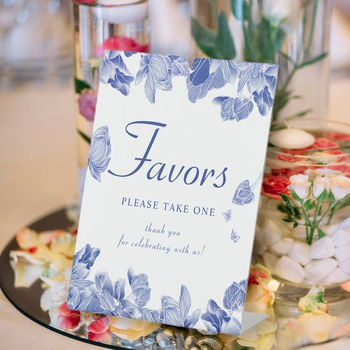 Elegant Blue White Chinoiserie Floral Favor Sign