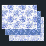 Elegant Blue White Chinoiserie Floral Porcelain Wrapping Paper Sheets<br><div class="desc">Beautiful chinoiserie-inspired design featuring elegant botanical floral elements in delft blue and white</div>