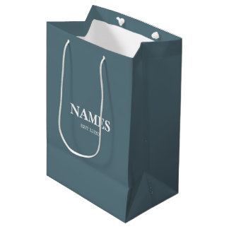 Elegant Blue & White Custom Name Gift Bag