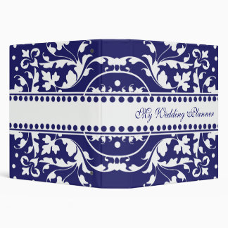 Elegant Blue & White Damask Avery Binder
