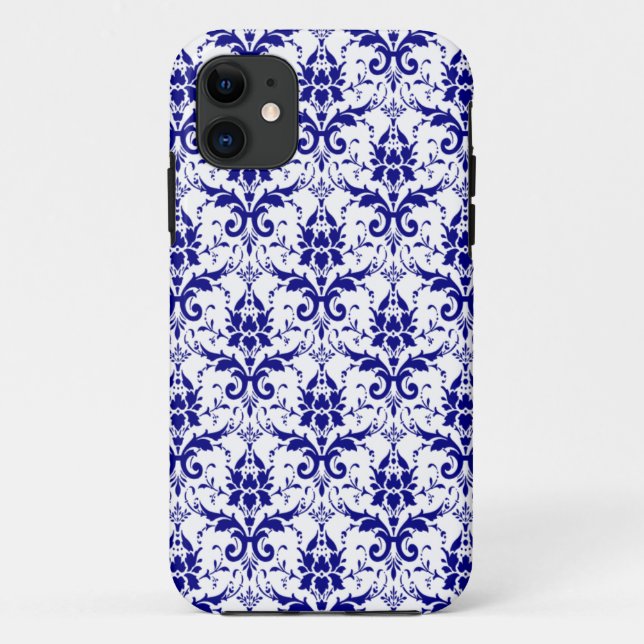 Elegant Blue White Damask Pattern iPhone 5 Case (Back)