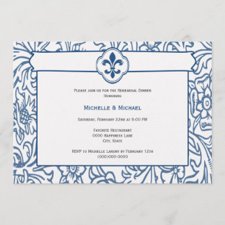 Elegant Blue White Fleur de Lis Event Invitations