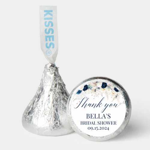 Elegant Blue  White Floral Bridal Shower Hersheys Kisses