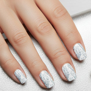 Elegant Blue White Floral Minx Nail Art