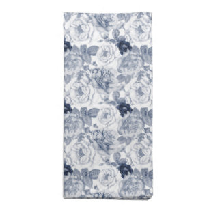 Elegant blue white floral pattern party Vintage Cloth Napkin