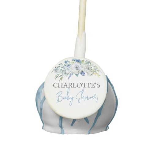 Elegant Blue White Floral Spring Boy Baby Shower Cake Pops