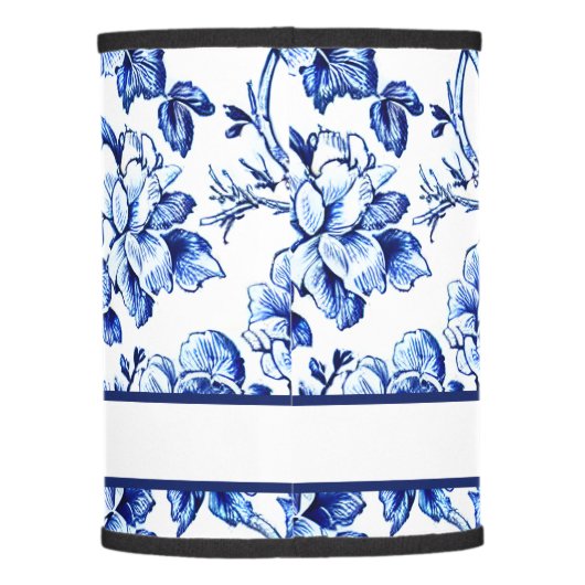 Elegant Blue White Floral Toile Wedding Lamp Shade (Back)
