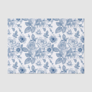 Elegant blue white floral Vintage party tissue Tissue Paper