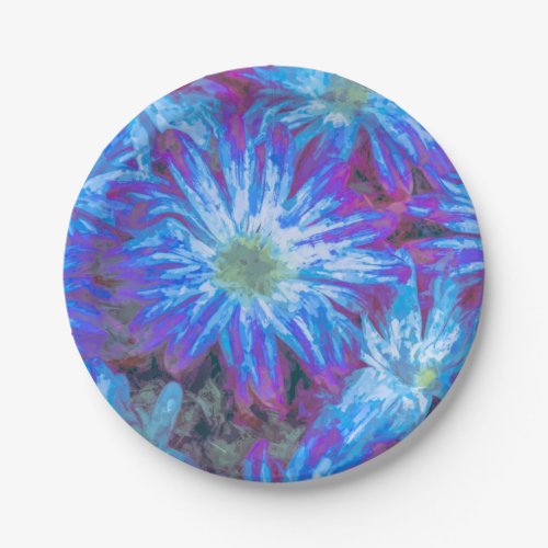 Elegant Blue White Floral Watercolor Pattern  Paper Plates