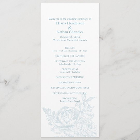 Elegant Blue White Floral Wedding Program | Zazzle.com